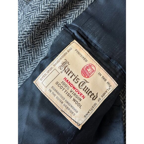 Harris Tweed Blazer Jacket Herringbone Wool Vintage 60s 70s Mod Scottish Medium - Picture 3 of 12